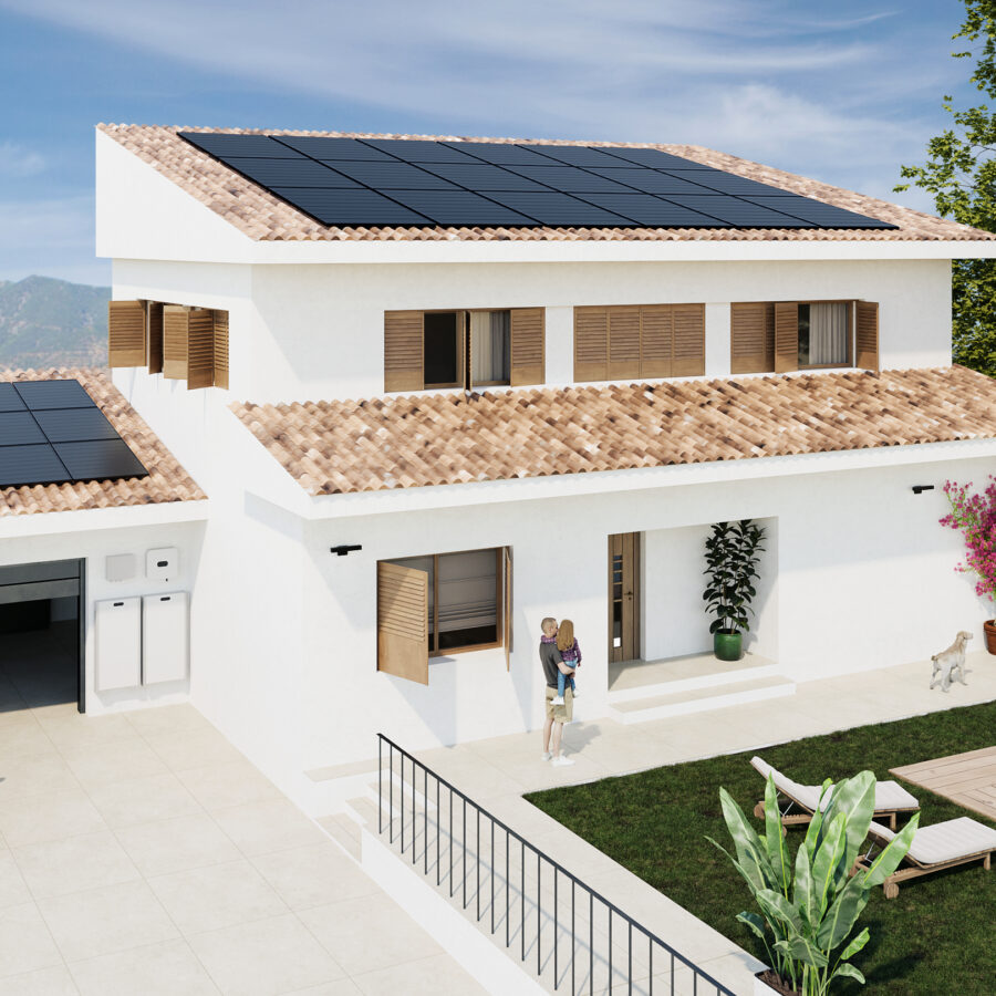 Solar panels on a single-family house